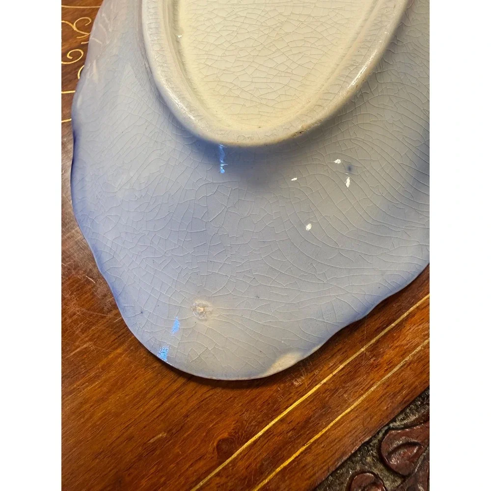 Antique W.H. Grindley Beaufort Flow Blue Dish •‎ Oval Vanity Tray